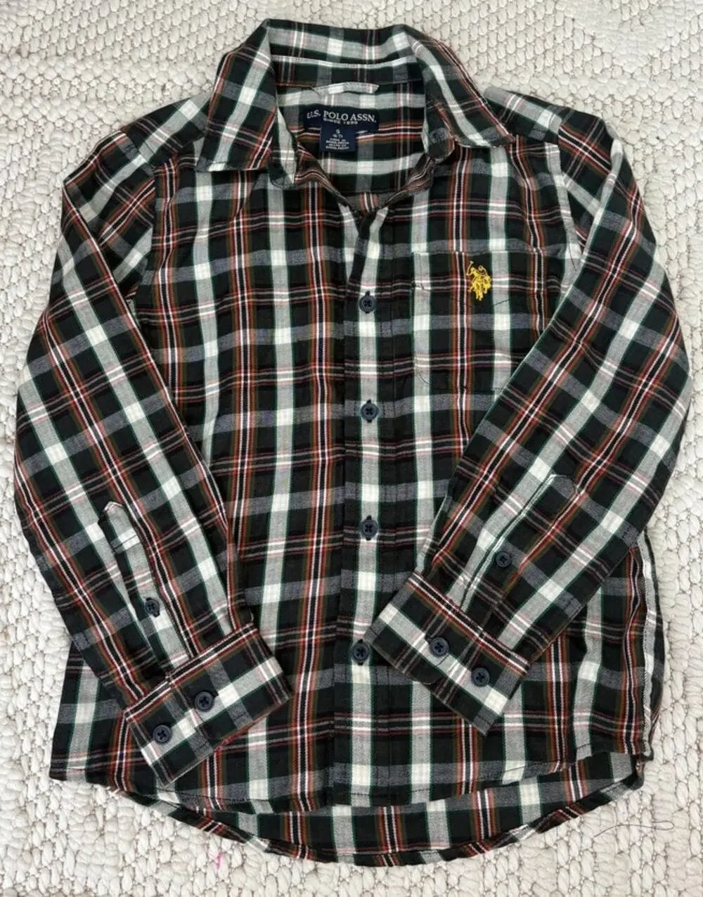 U.S. Polo Assn. Boy's Plaid Flannel Button-Up Shirt Size 6